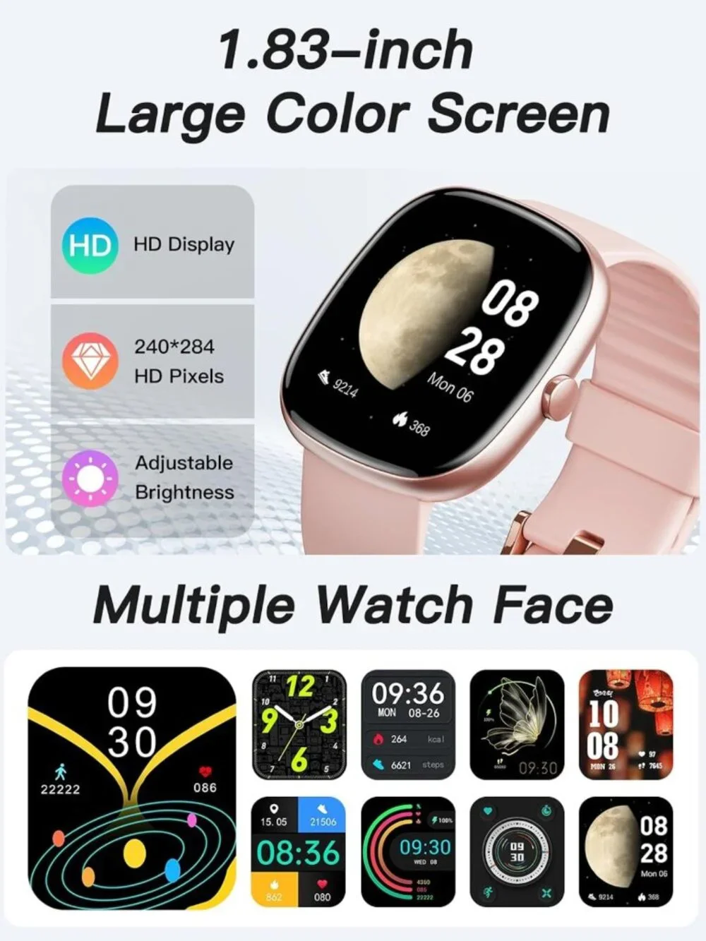 1.8” Fitness Tracker Watch - No Bluetooth/App Needed, Activity Monitor & Step